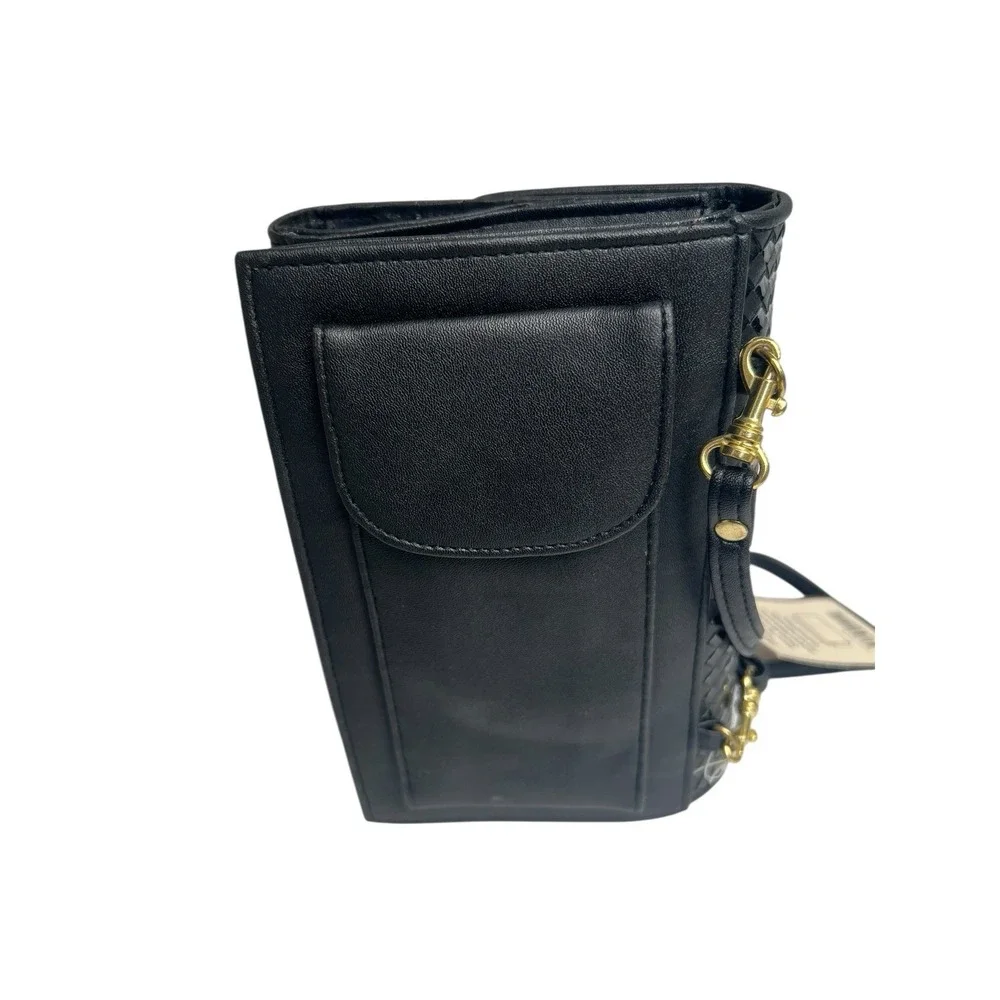 Rosetti Black Basketweave Convertible Whopper Crossbody Clutch Wallet + Cosmetic